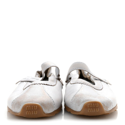Bleached Nappa Womens Plume Mary Jane Ballerina Sneakers 37.5 Bianco
