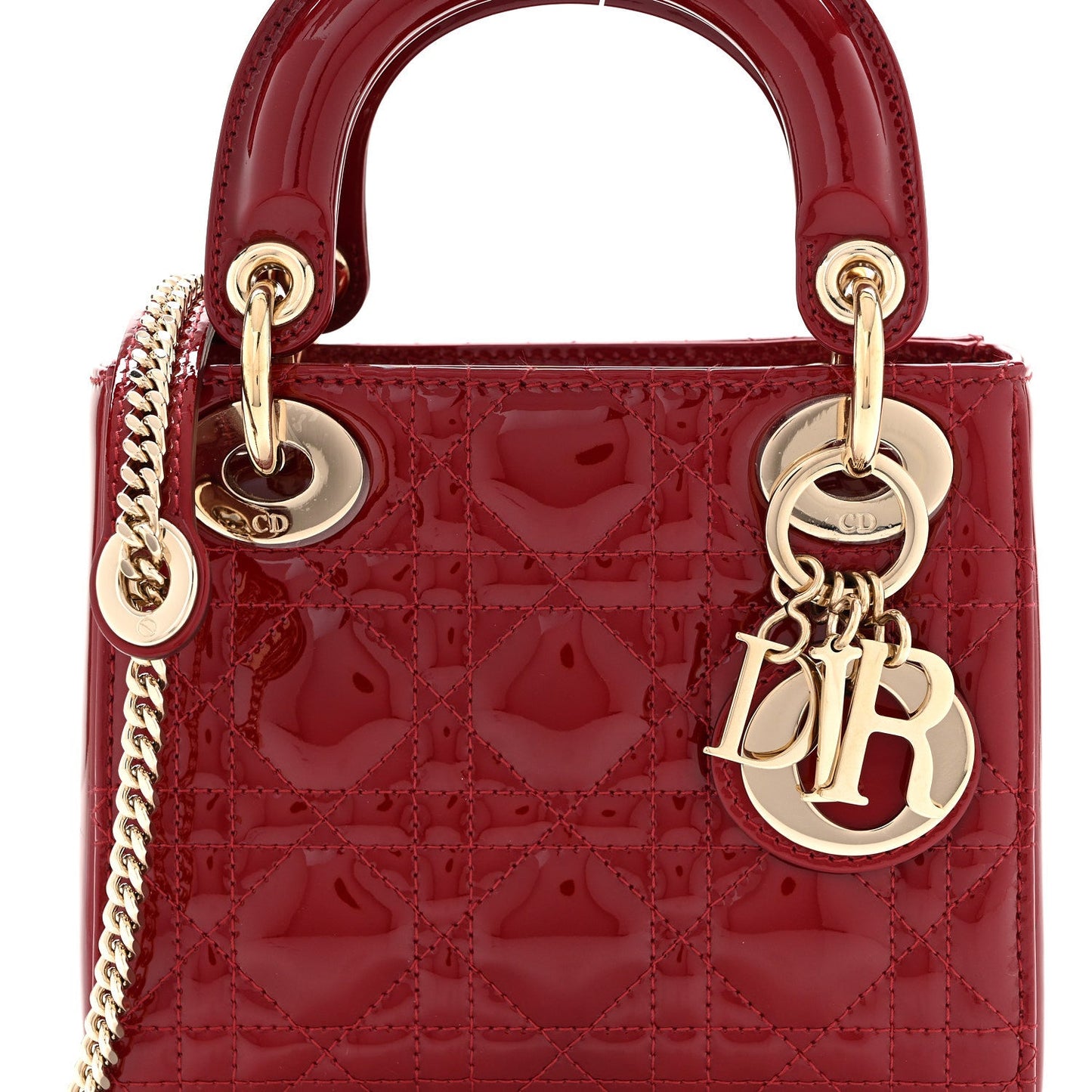 Patent Cannage Mini Lady Dior Red
