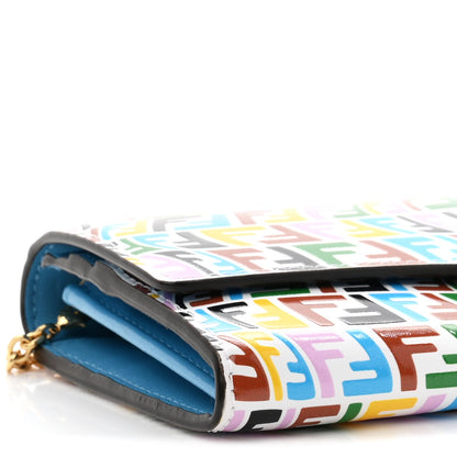 X SARAH COLEMAN Vitello Liberty Ceylon Micro FF Fish Eye Embossed Continental Envelope Wallet On Chain Multicolor Cyber Blue