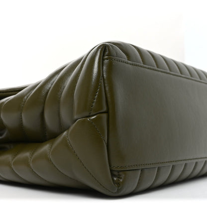 Calfskin Y Quilted Monogram Medium Loulou Chain Satchel Military Olive