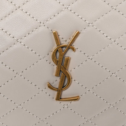 Lambskin Quilted Gaby Zipped Pouch Crema Soft