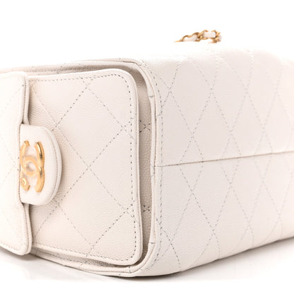 Caviar Quilted Mini Chanel 25 Handbag White