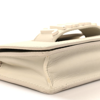 Ultra Matte Calfskin Mini J'Adior Chain Flap Bag White