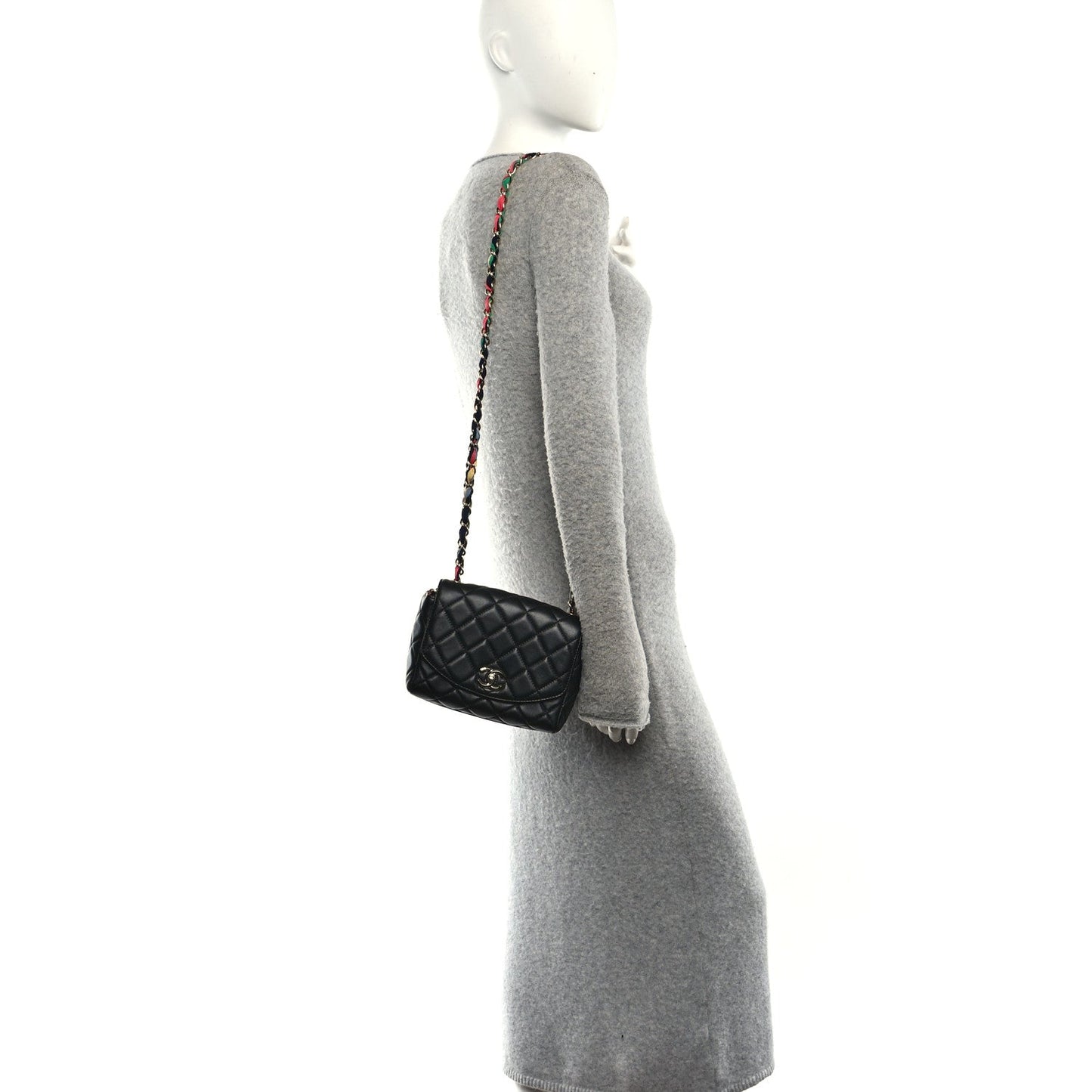 Lambskin Mixed Fibers Quilted Cocovado Flap Black