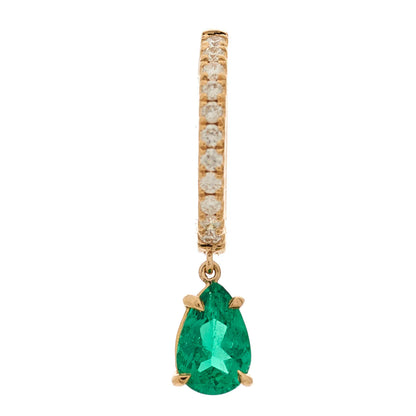 Anita Ko 18K Rose Gold Diamond Emerald Pear Drop Huggie Single Earring