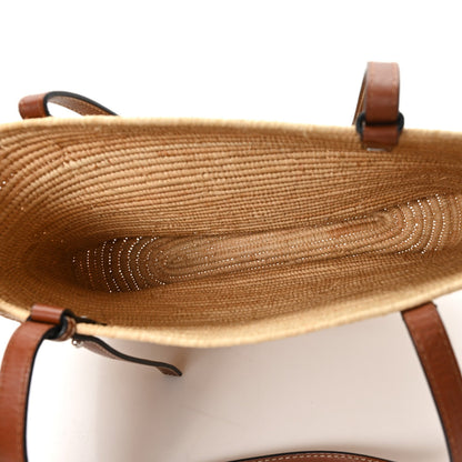 Raffia Small Square Basket Tote Bag Natural Tan
