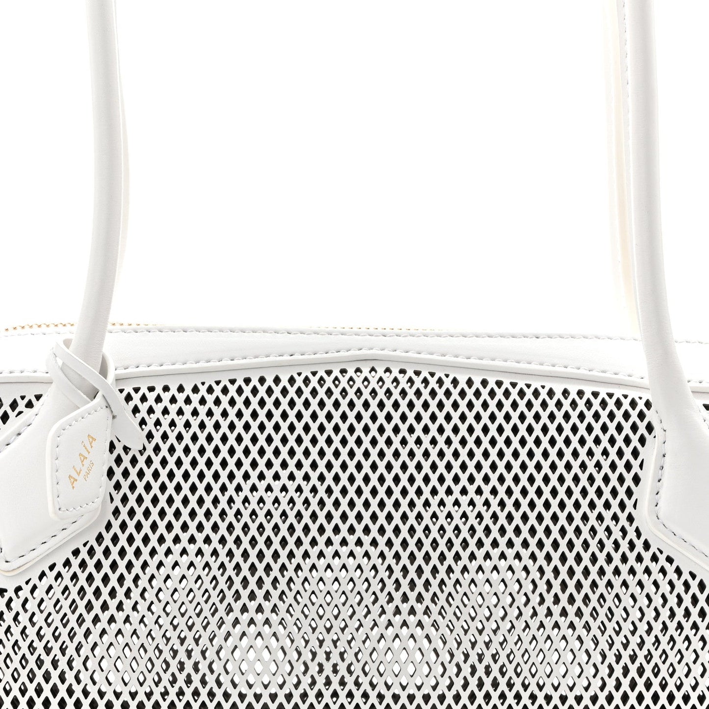 Fishnet Calfskin Laser Cut Medium Le Teckel Bag Blanc Optique