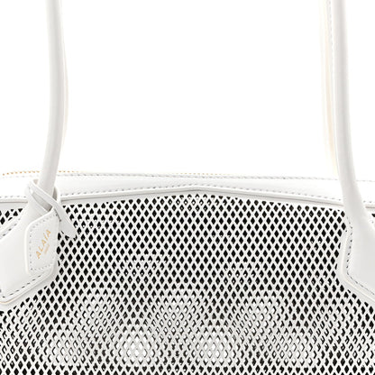 Fishnet Calfskin Laser Cut Medium Le Teckel Bag Blanc Optique