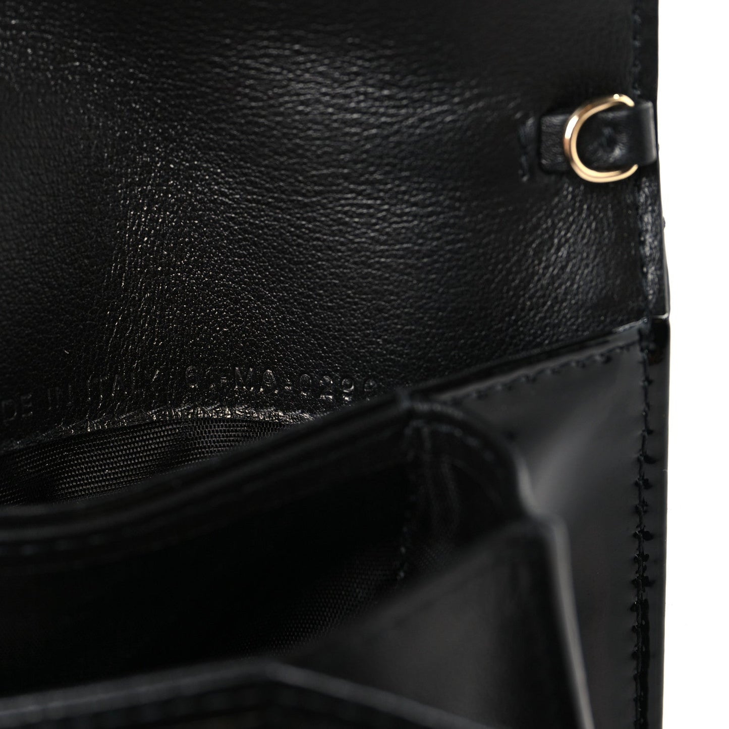 Patent Cannage Mini Pouch on Chain Black