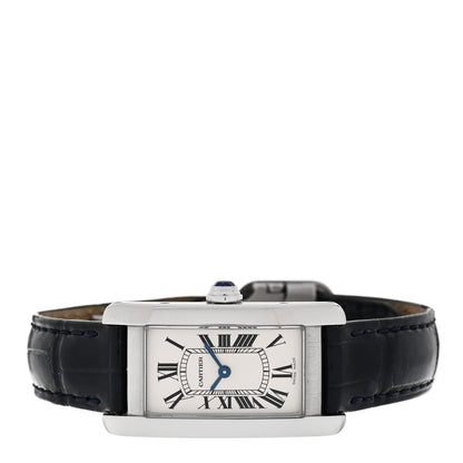 Stainless Steel Alligator 19mm Tank Americaine Quartz Watch Blue