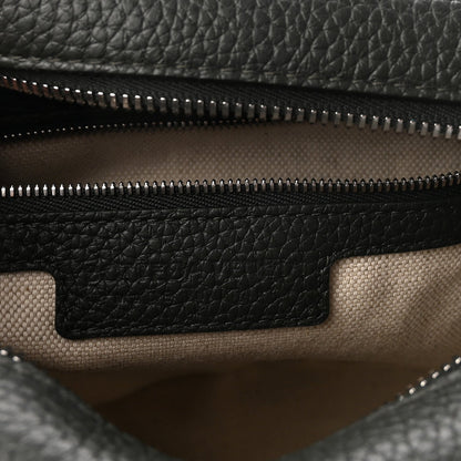 Grained Calfskin Intrecciato Medium Camera Bag Dark Green