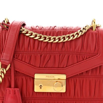 Nappa Gaufre Sound Flap Crossbody Shoulder Bag Red