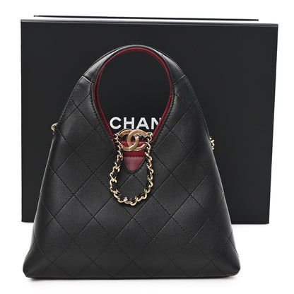 Calfskin Chic Lady Small Shopping Tote Black