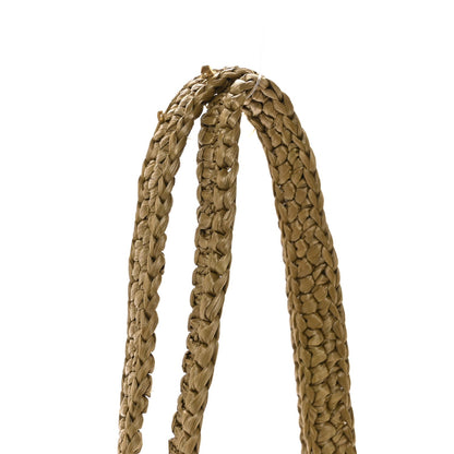 Yarn Raffia Effect Crochet Embroidered Mini Logo Tote Oliva