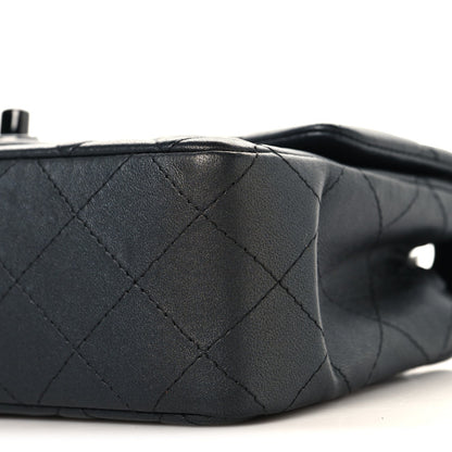 Pearly Lambskin Quilted Mini Rectangular Flap So Black