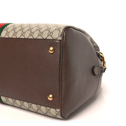 GG Supreme Monogram Textured Dollar Calfskin Web Large Savoy Bowling Bag Beige Ebony New Acero