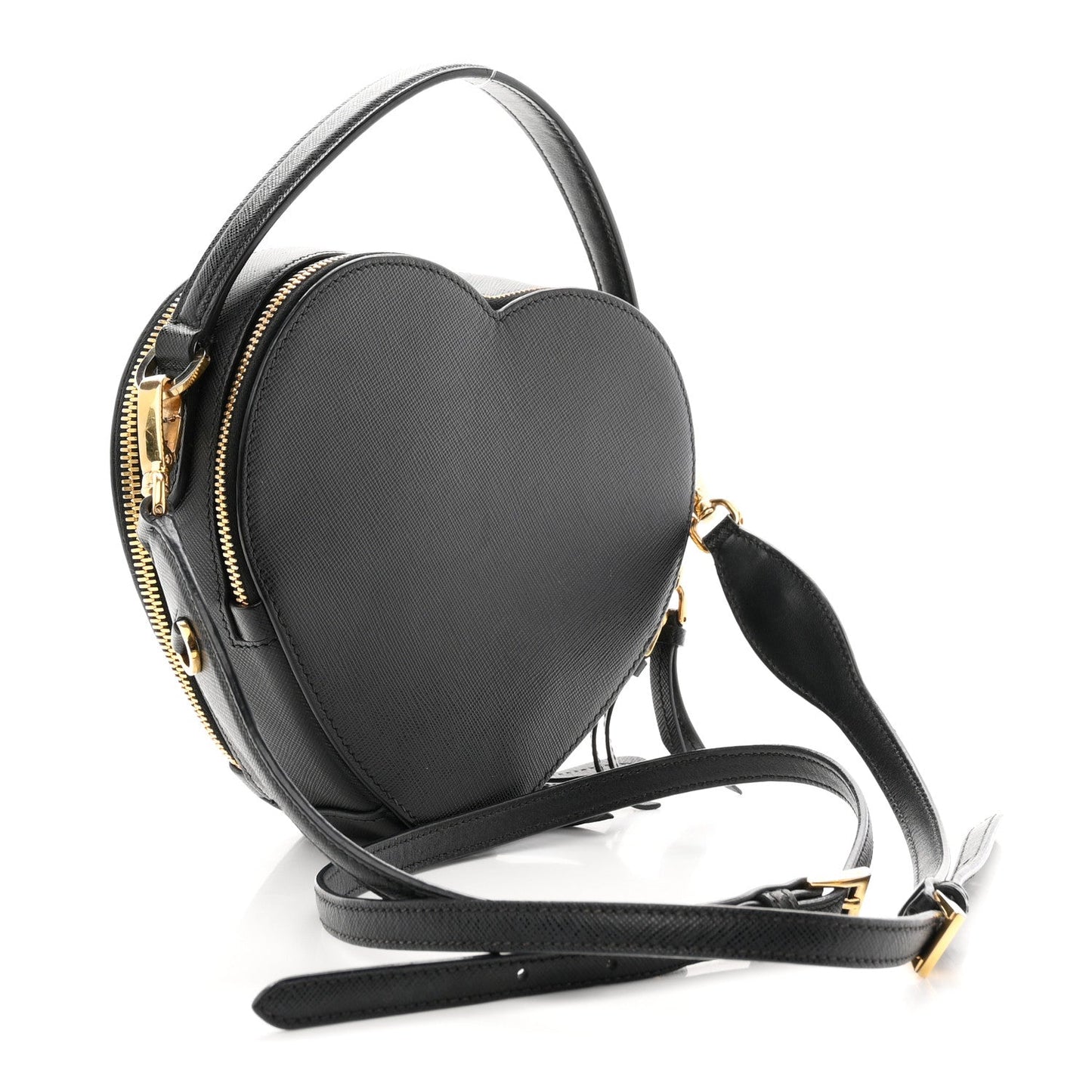 Saffiano Lux Odette Heart Crossbody Black