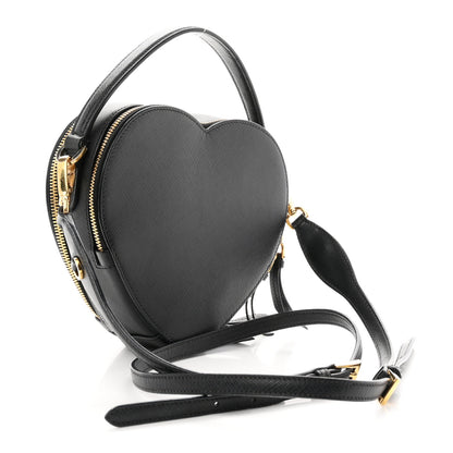 Saffiano Lux Odette Heart Crossbody Black