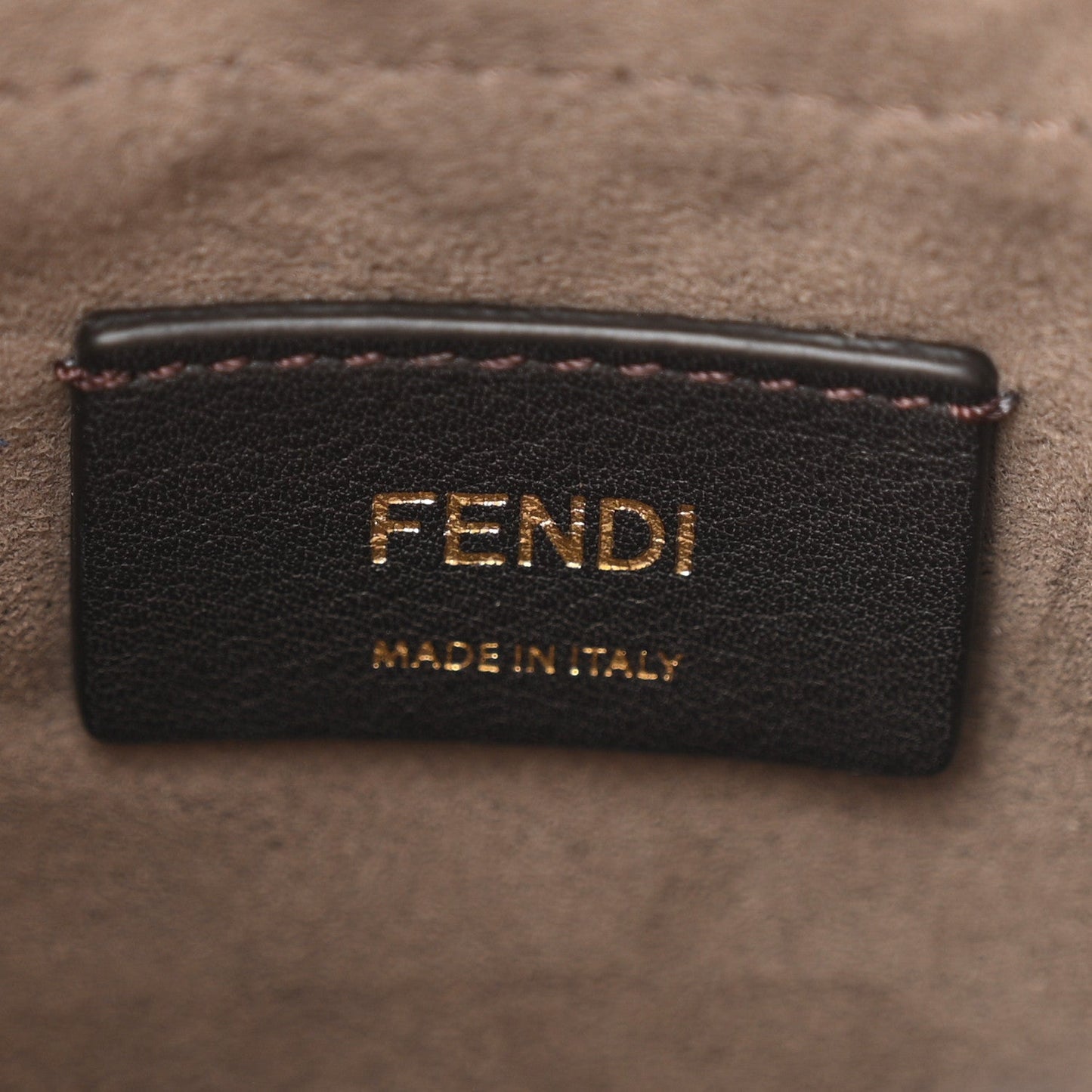 Shearling Vitello Dolce F is Fendi Macro FF 1974 Mini Mon Tresor Bucket Bag Tobacco Black