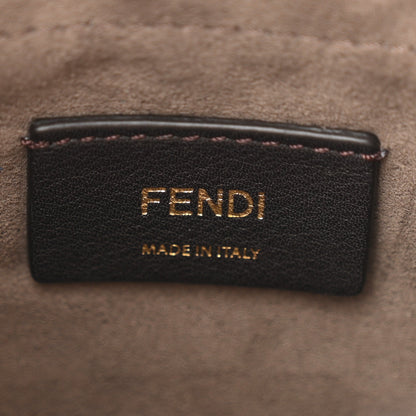 Shearling Vitello Dolce F is Fendi Macro FF 1974 Mini Mon Tresor Bucket Bag Tobacco Black