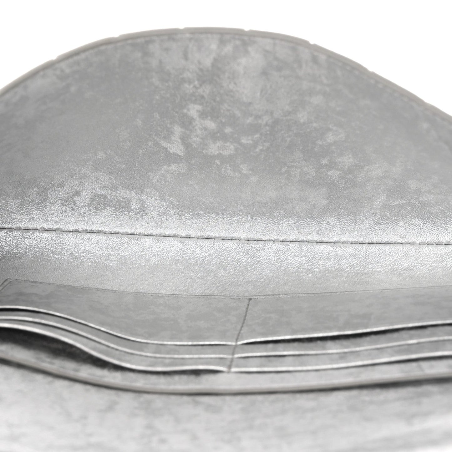 Metallic Lambskin Intrecciato Long Andiamo Top Handle Clutch Silver