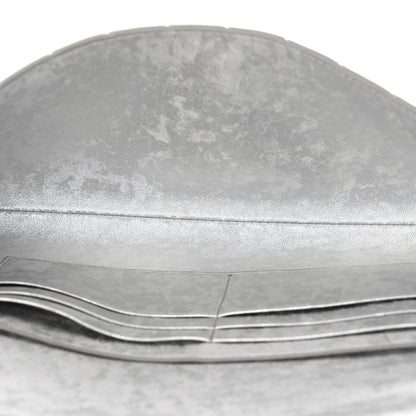 Metallic Lambskin Intrecciato Long Andiamo Top Handle Clutch Silver