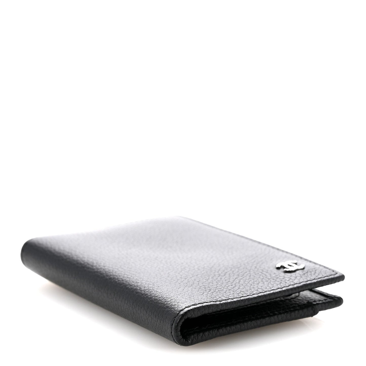Grained Calfskin Brilliant Card Holder Black