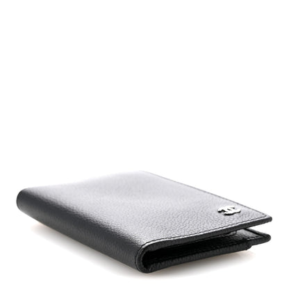 Grained Calfskin Brilliant Card Holder Black