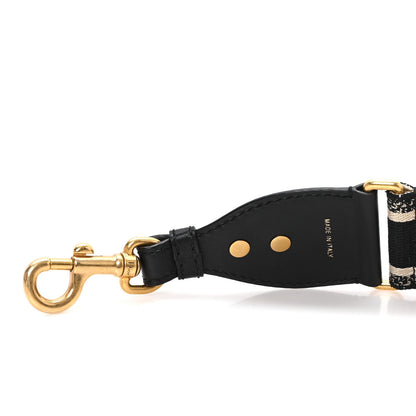 Canvas Embroidered Shoulder Strap Black