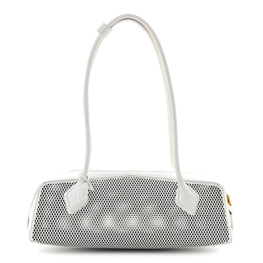 Fishnet Calfskin Laser Cut Medium Le Teckel Bag Blanc Optique