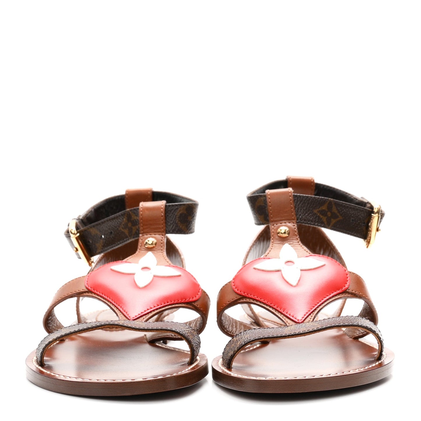 Calfskin Game On Playful Flat Sandals 37.5 Brown