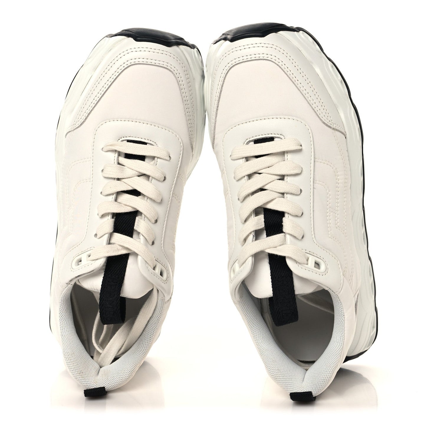Parachute Fabric Calfskin Impulse Sneakers 36 White