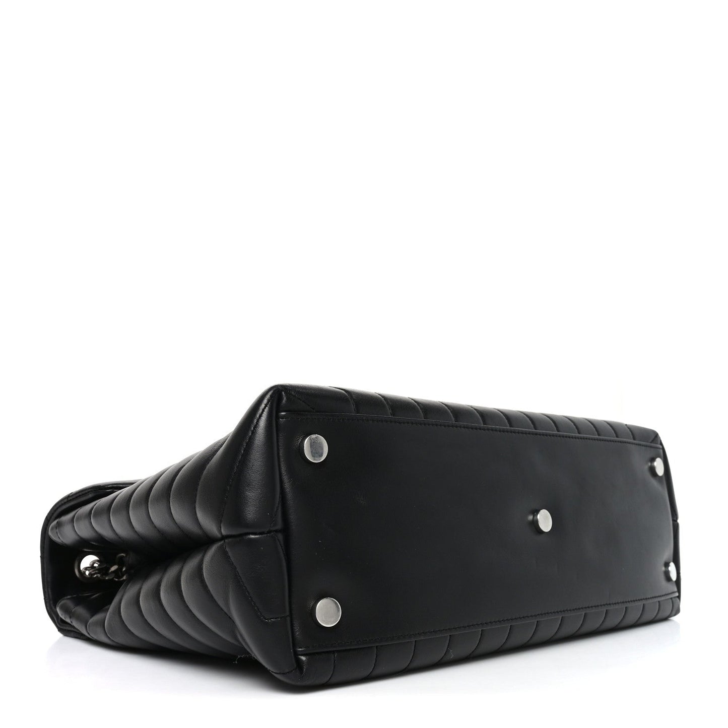 Calfskin Y Quilted Monogram Large Loulou Chain Satchel Black