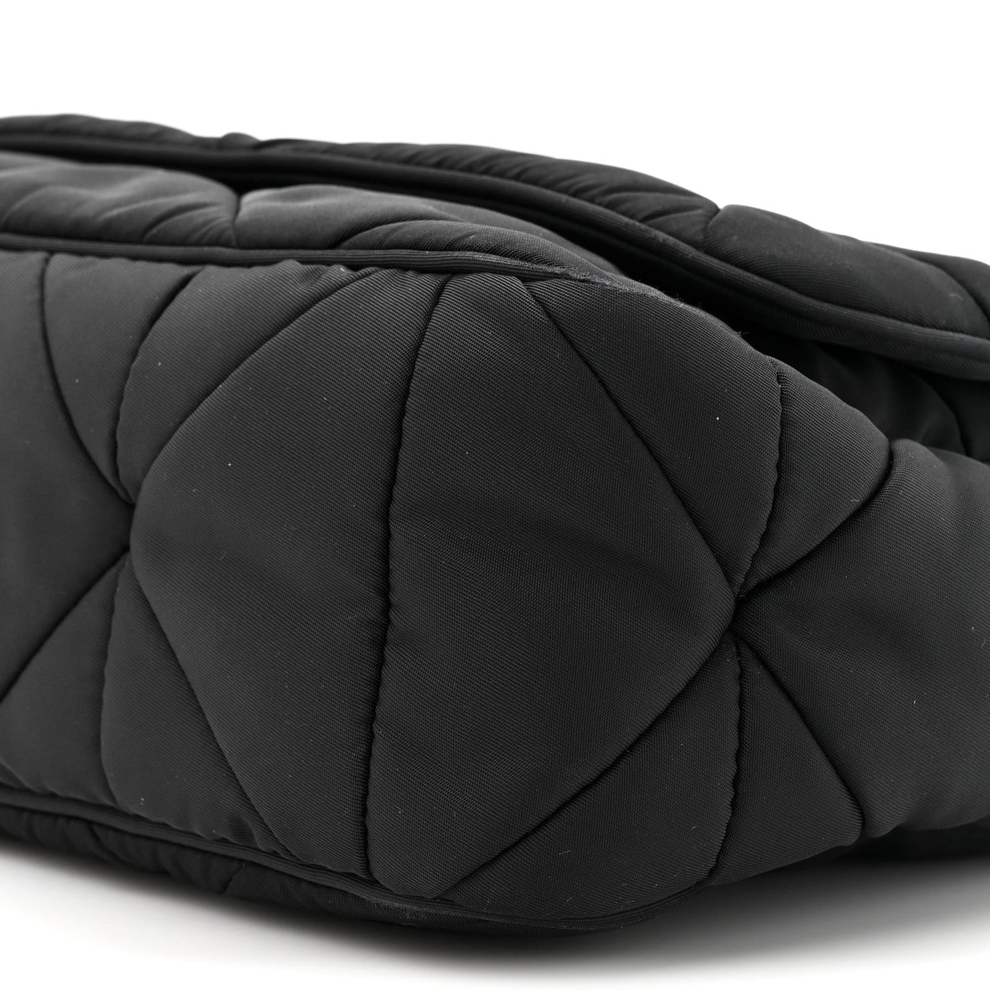 Re-Nylon Quilted Padded Flap Shoulder Bag Black