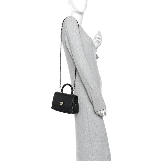 Caviar Quilted Extra Mini Coco Handle Flap Black