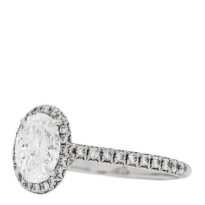 Platinum Diamond 1.09ct Soleste Oval Cut Halo Engagement Ring 50 5.25