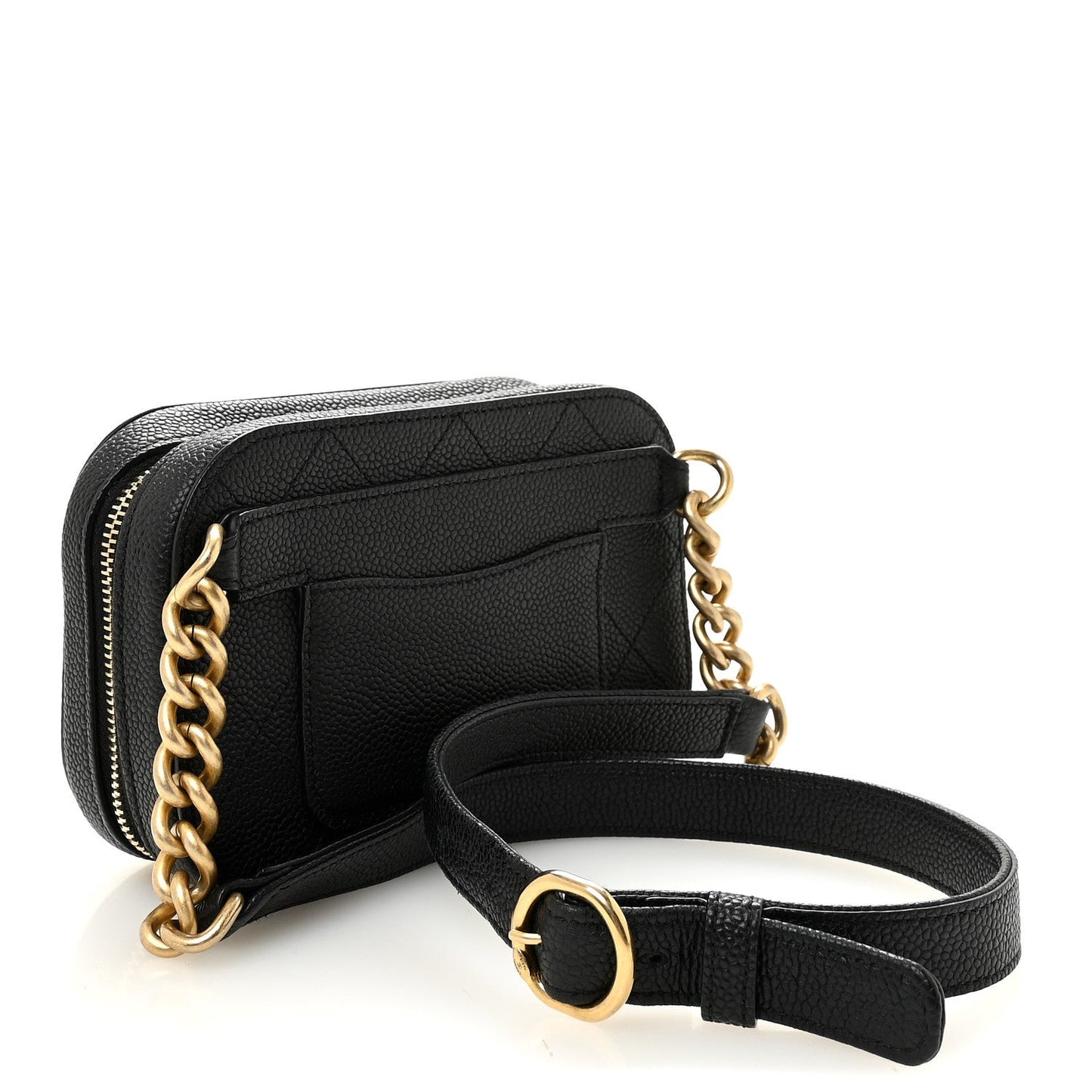Caviar Quilted Waist Bag Black