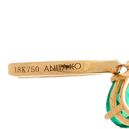 Anita Ko 18K Rose Gold Diamond Emerald Pear Drop Huggie Single Earring