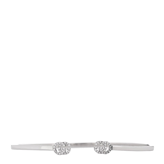 18K White Gold Diamond GG Running Cuff Bracelet