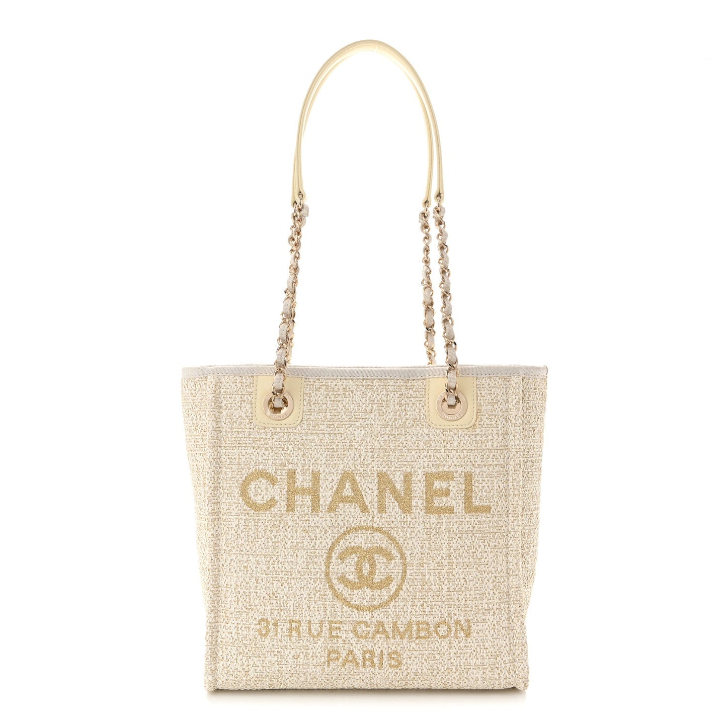 Lurex Boucle Mini Deauville Tote White