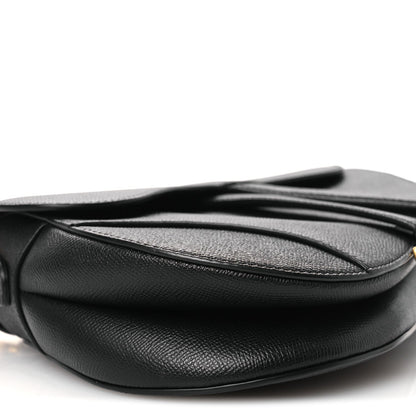 Grained Calfskin Saddle Bag Black