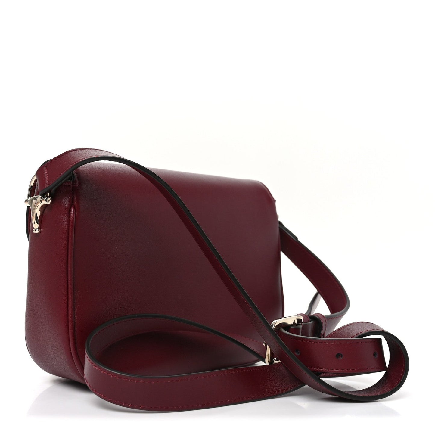Arabella Calfskin Horsebit 1955 Soft Small Shoulder Bag Rosso Ancora
