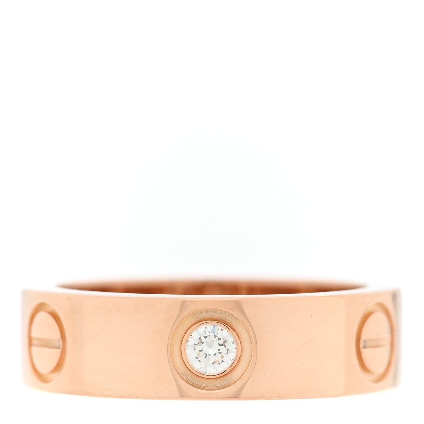 18K Pink Gold 3 Diamond 5.5mm LOVE Ring 51 5.75