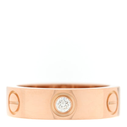 18K Pink Gold 3 Diamond 5.5mm LOVE Ring 51 5.75