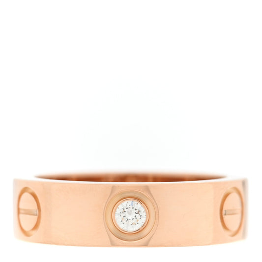 18K Pink Gold 3 Diamond 5.5mm LOVE Ring 51 5.75