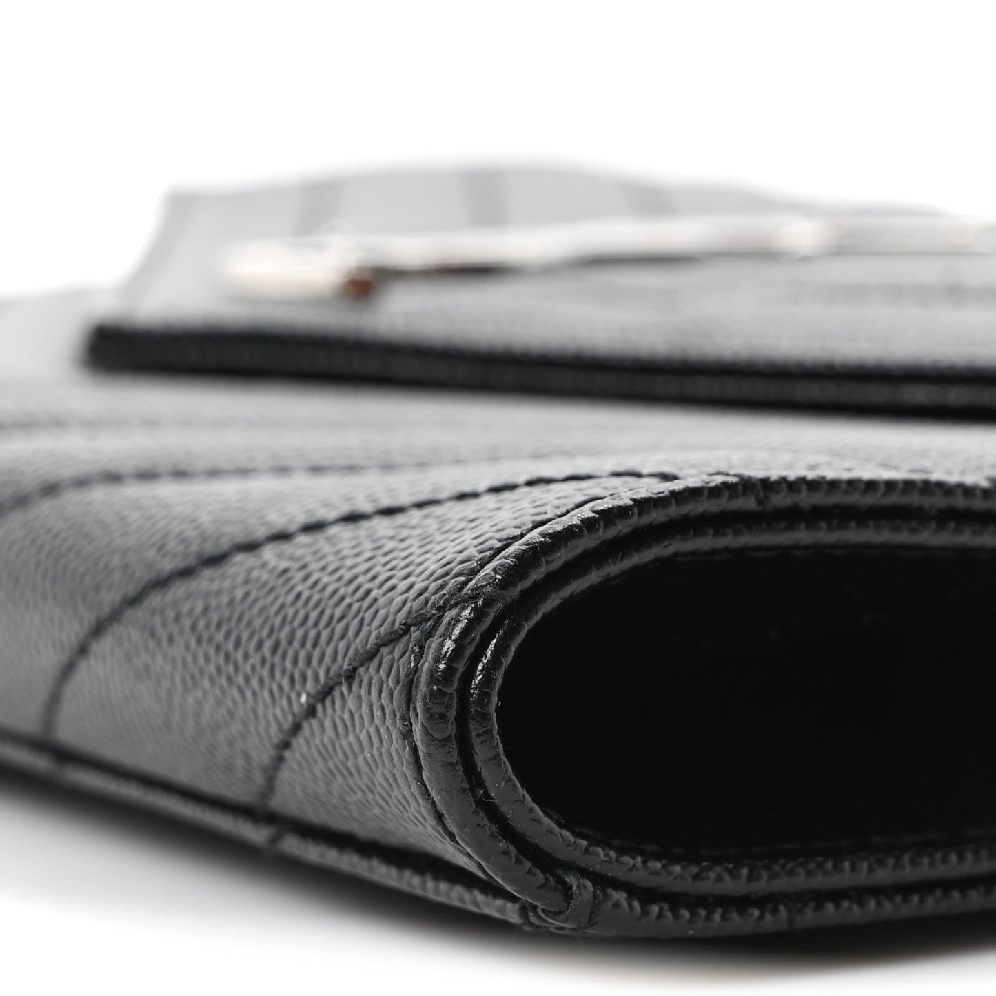 Grain De Poudre Matelasse Chevron Monogram Envelope Clutch Black
