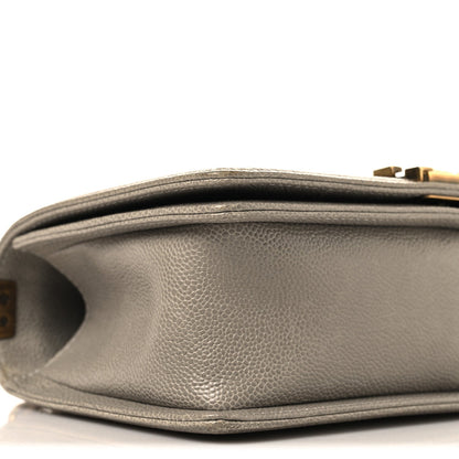 Caviar Quilted Medium Boy Flap Grey