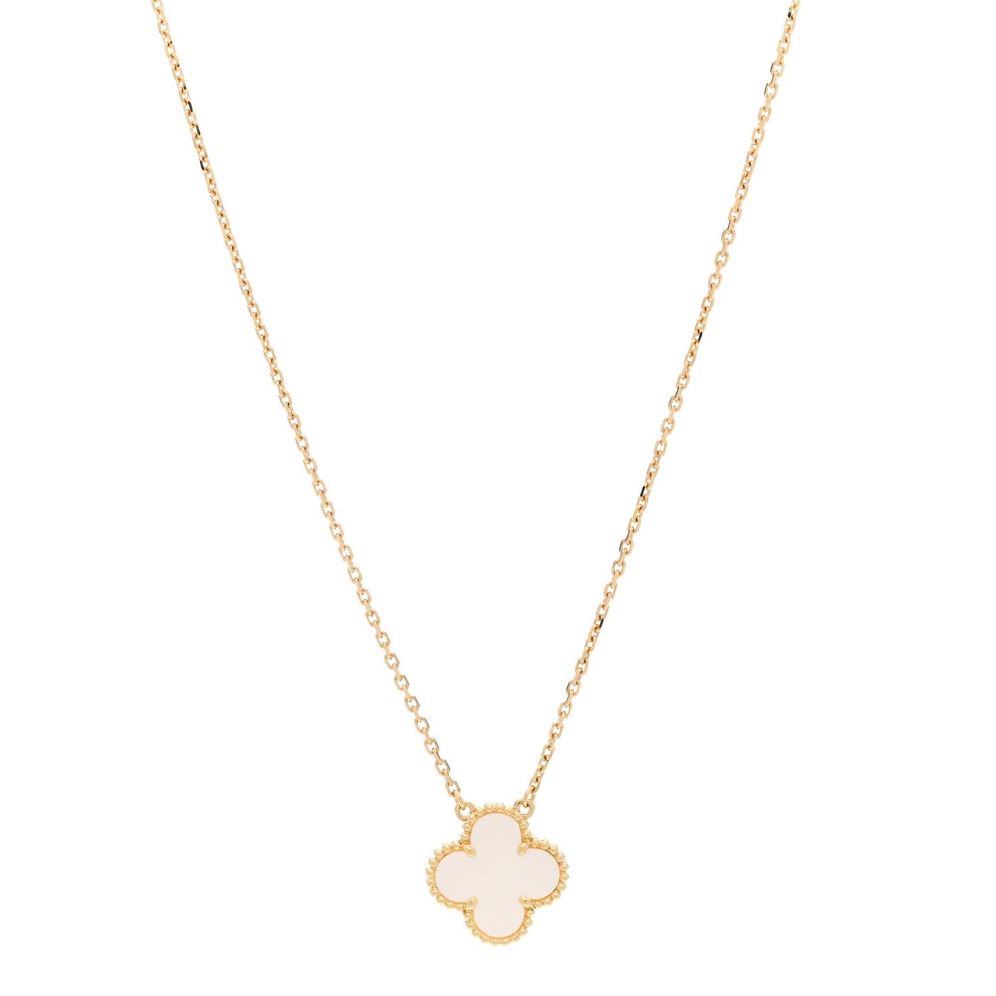 18K Yellow Gold Mother of Pearl Vintage Alhambra Pendant Necklace