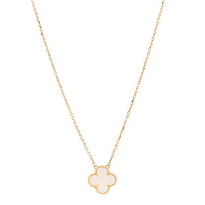 18K Yellow Gold Mother of Pearl Vintage Alhambra Pendant Necklace