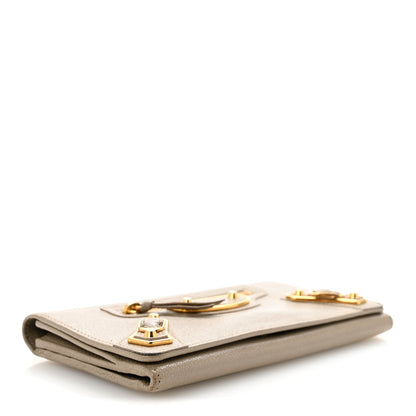 Chevre Gold Metallic Edge Hardware Money Wallet Rose de Sables